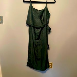 NWT, Satin Green, midi dress, size Medium
